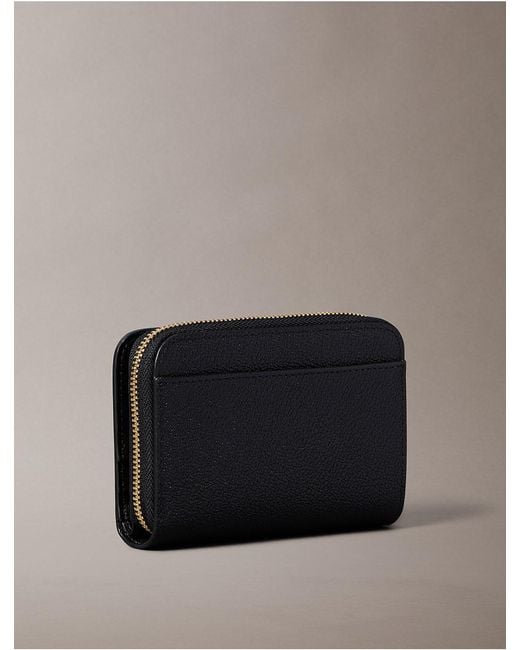 Calvin Klein Gray Minimal Monogram Zip Flap Wallet