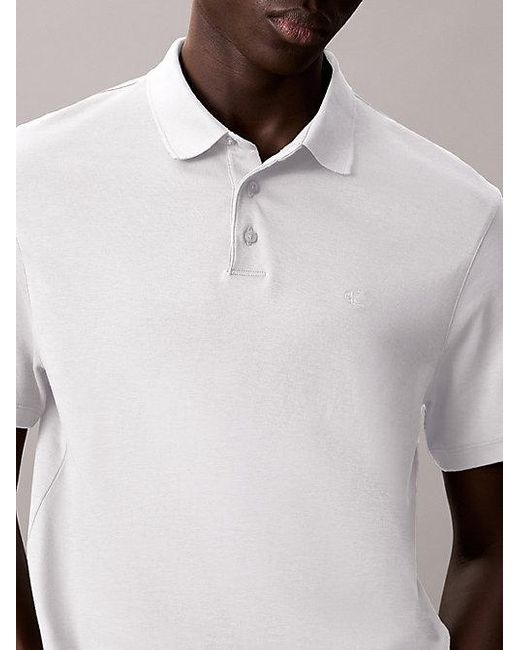 Calvin Klein White Pima Cotton Polo Shirt for men