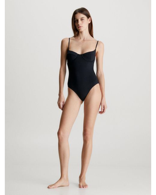 Calvin Klein Black Balconette Swimsuit - Core Solids