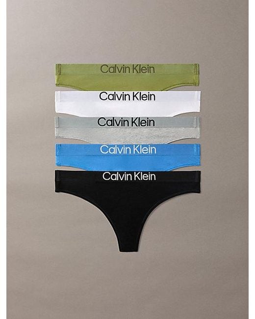 Calvin Klein Blue 5 Pack Thongs Maximum Cotton