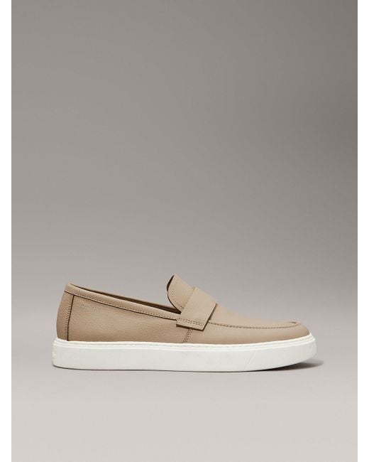 Calvin Klein Gray Leather Hybrid Loafers for men