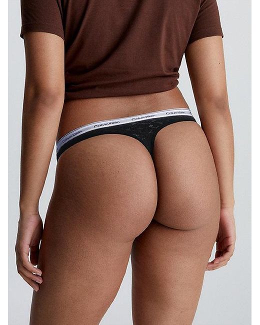 Calvin Klein Blue Lace High Leg Thong