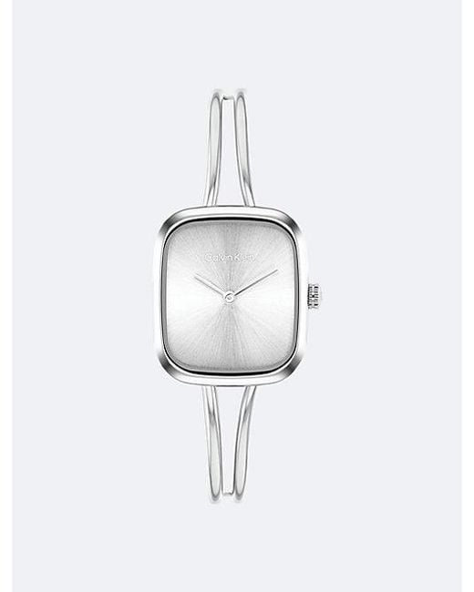 Calvin Klein White Sculpted Square Bracelet Watch
