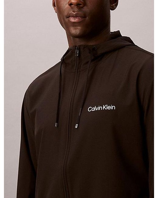 Calvin Klein Brown Sport Water Repellent Hooded Windbreaker for men