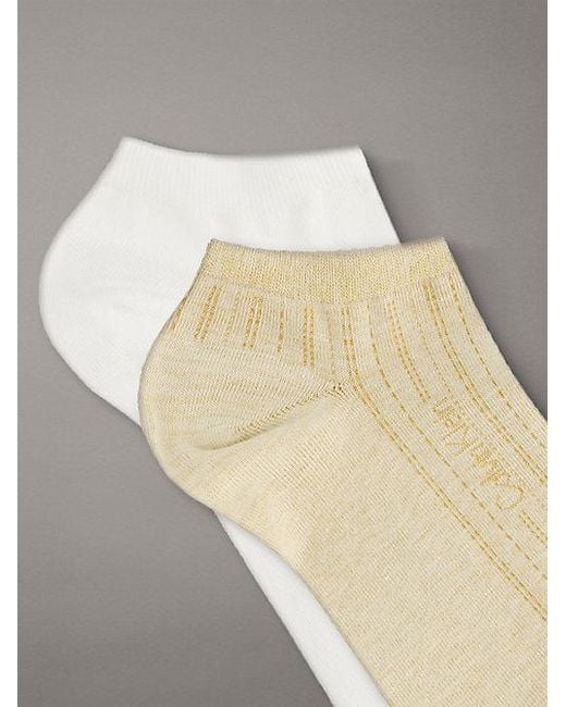 Calvin Klein Gray 2 Pack Soft Stretch Stripe Trainer Socks for men