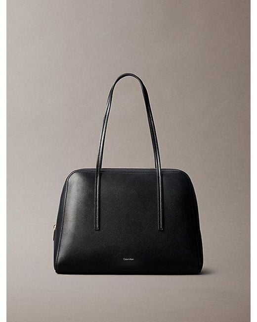 Calvin Klein Gray Foil Logo Bowling Shoulder Bag