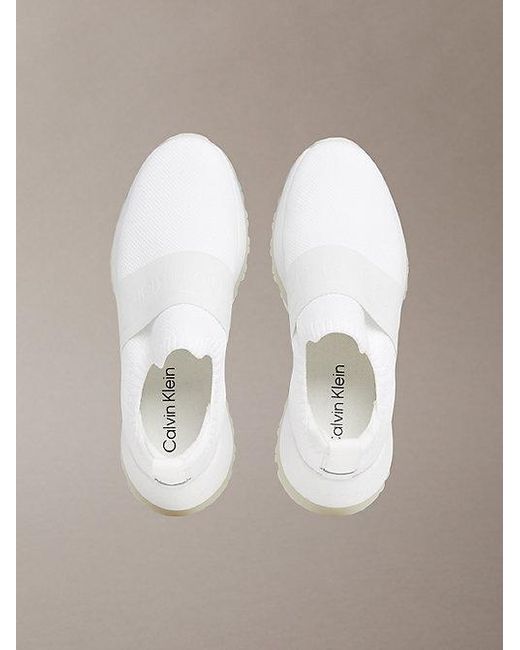 Calvin Klein White Mesh Slip On Chunky Runner Sock Trainers
