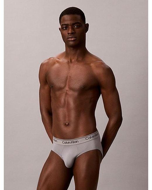Calvin Klein Blue 3 Pack Hip Briefs Microfibre Stretch for men