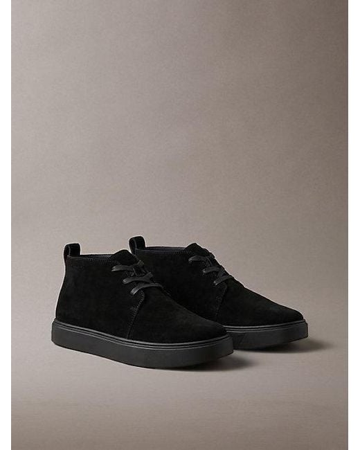 Calvin Klein Brown Suede Hybrid Cupsole Lace Up Shoes for men