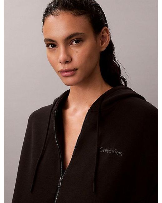 Calvin Klein Black Cotton Terry Blend Zip Lounge Hoodie