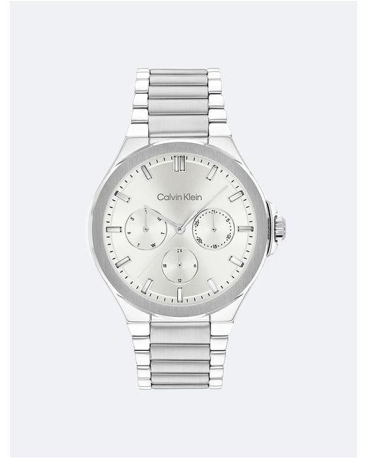Calvin Klein White Multifunction Integrated Link Bracelet Watch