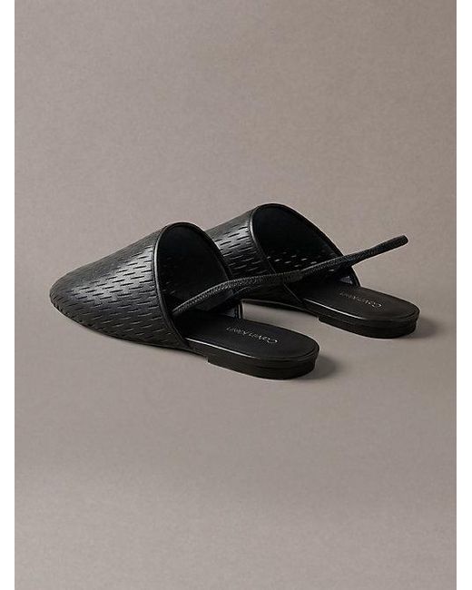 Calvin Klein Brown Leather Slingback Mules