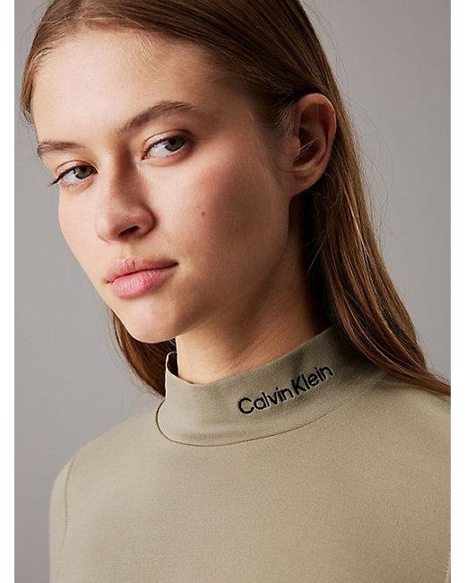 Calvin Klein Milano Jersey Top Met Lange Mouwen in het Natural