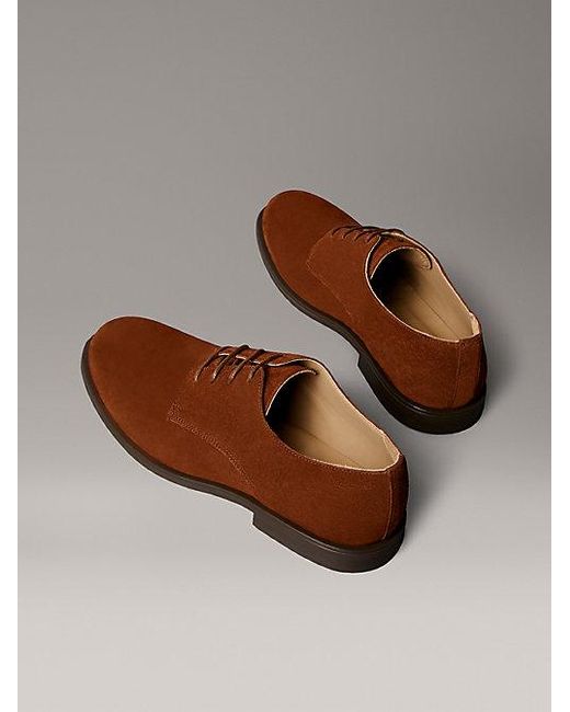 Calvin Klein Suède Derby-Veterschoenen Met Demping in het Brown voor heren