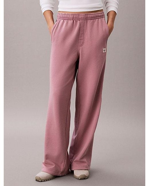 Calvin Klein Pink Jeans Monologo Woven Terry Sweatpants