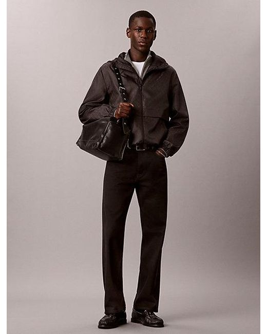 Calvin Klein Black Jeans All Over Logo Windbreaker Jacket for men