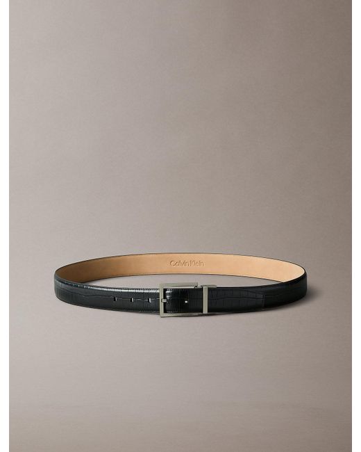 Cintura Con Fibbia Quadrata Goffrata Coccodrillo di Calvin Klein in Multicolor da Uomo
