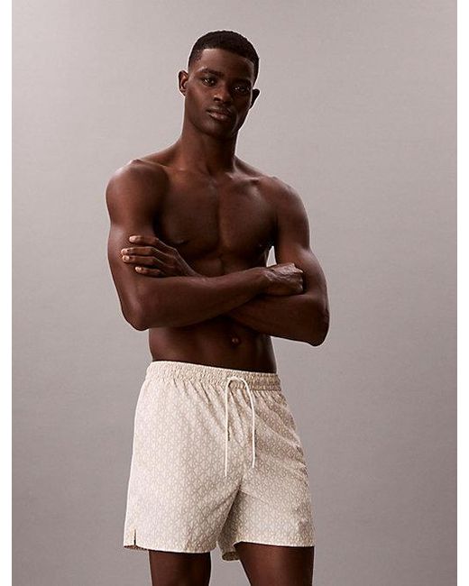 Calvin Klein Brown Medium Drawstring Swim Shorts Essentials for men