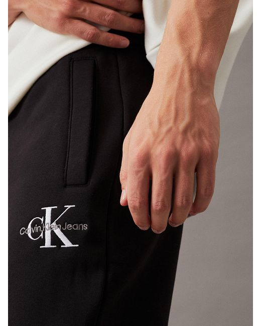 Pantalon de jogging en polaire avec monogramme Calvin Klein pour homme en coloris Black