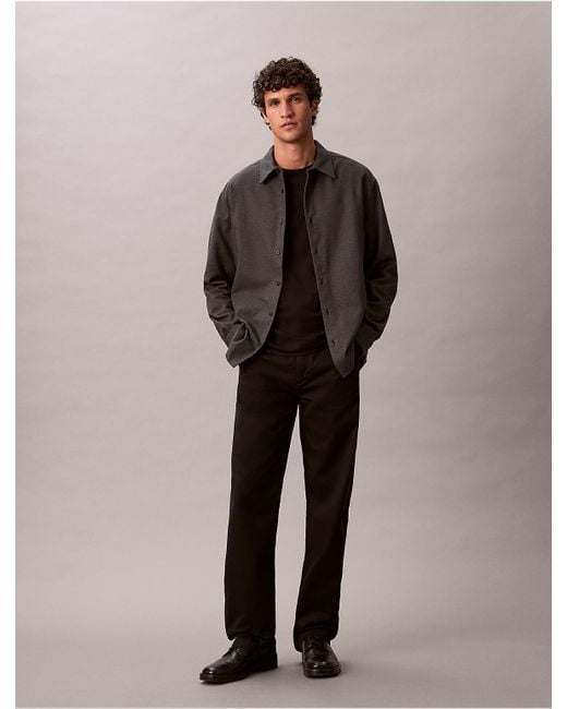 Calvin Klein Black Melange Flannel Relaxed Button-Down Shirt for men