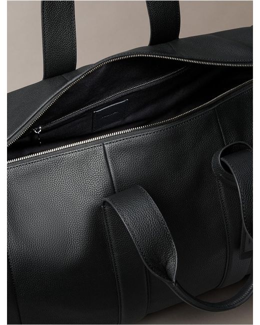 Calvin Klein Gray Leather Large Duffle Bag for men