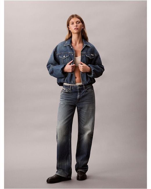Calvin Klein Blue Jeans Relaxed Denim Bubble Jacket