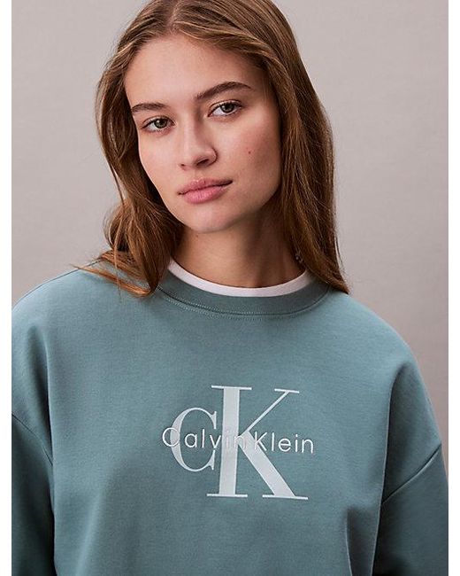 Calvin Klein Blue Jeans Monologo French Terry Relaxed Sweatshirt
