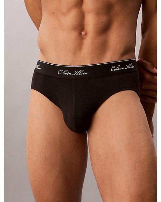 Calvin Klein Black 3 Pack Hip Briefs Icon Cotton Stretch for men