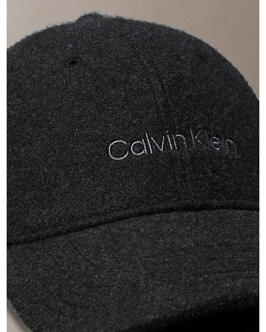 Calvin Klein Black Felt Embroidered Logo Cap for men