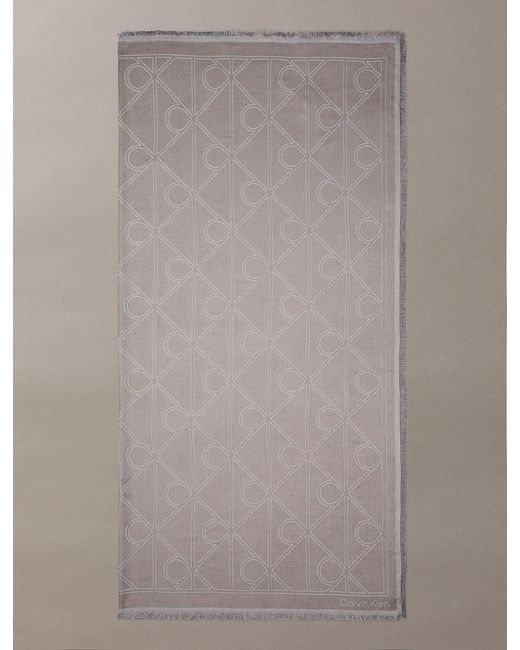 Calvin Klein Gray Allover Emblem Logo Square Scarf