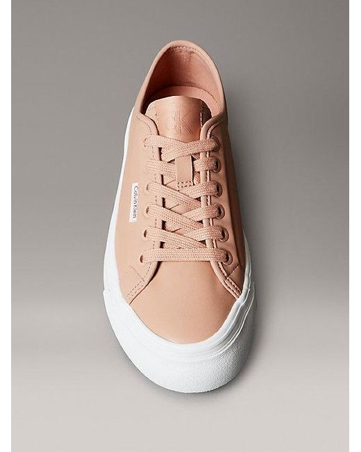 Calvin Klein Gray Jeans Leather Comfort Platform Trainers