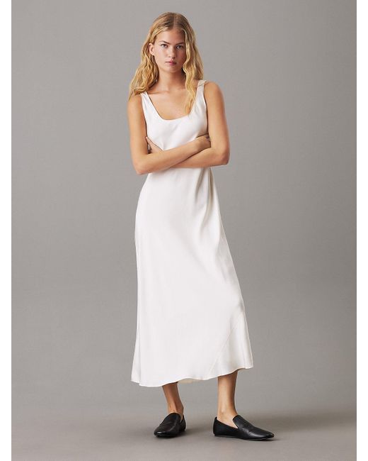 Calvin klein white slip dress hot sale