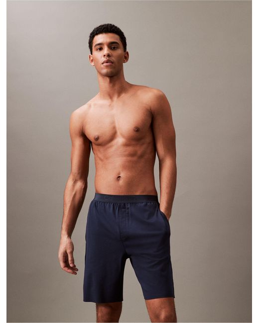 Calvin Klein Blue Ck Black Sleep Shorts for men