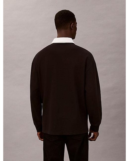 Calvin Klein Black Jeans Logo Graphic Polo Sweatshirt for men