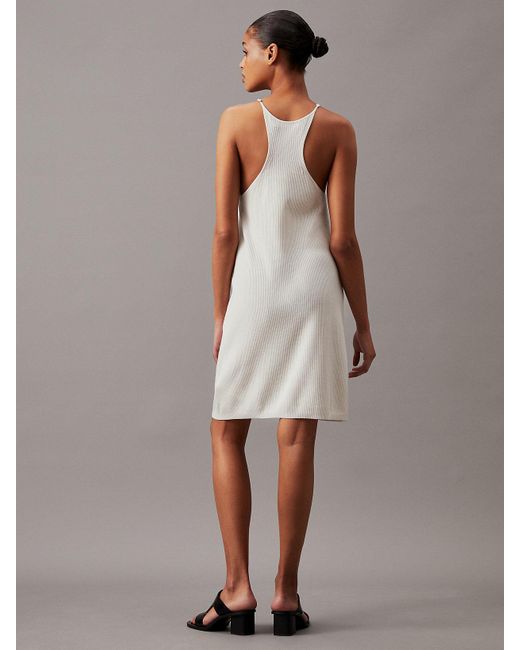 Calvin Klein White Soft Ribbed Lyocell Tank Dress