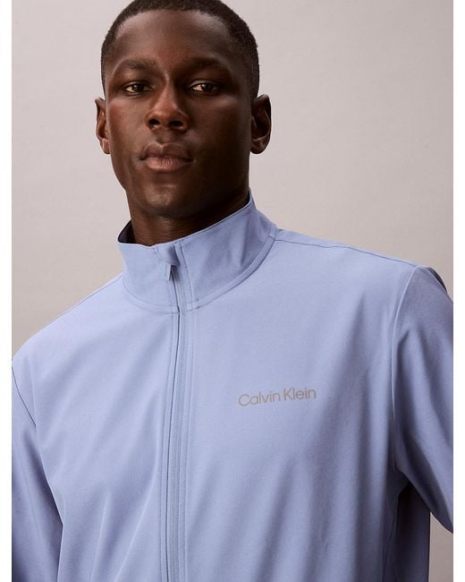Calvin Klein Blue Performance Zip-Up Windbreaker for men