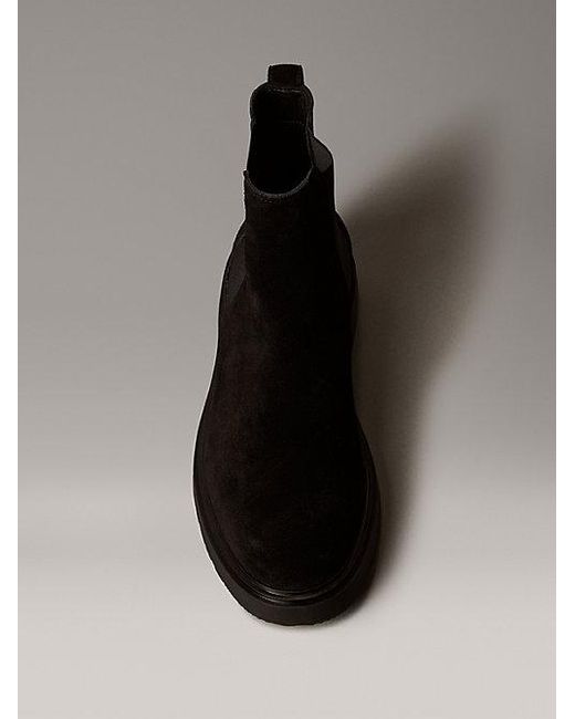 Calvin Klein Black Jeans Suede Lug Chelsea Boots for men