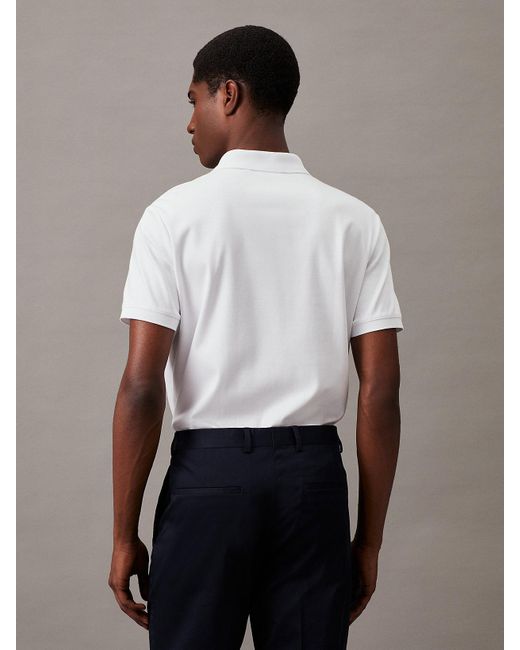 Calvin Klein White Welt Zip Polo Shirt for men