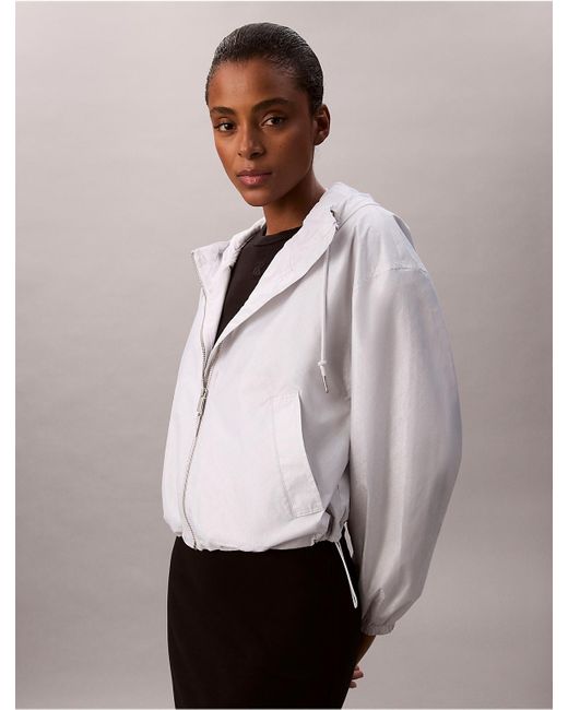 Calvin Klein White Emblem Logo Jacquard Wind Jacket