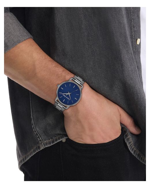 Calvin Klein Blue Textured Dial Link Bracelet Watch for men