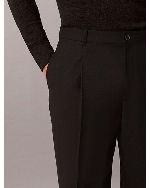 Calvin Klein Black Wool Blend Tapered Trousers for men