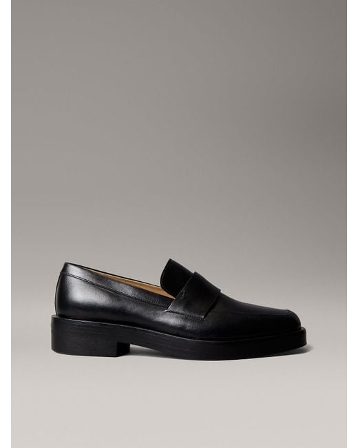 Calvin Klein Gray Leather Airfit Cushioned Loafers for men
