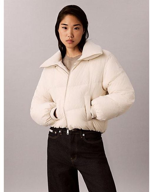 Calvin Klein Natural Jeans Short Down Puffer Jacket
