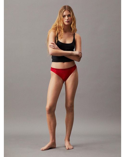 Calvin Klein Red 3 Pack Lace Brazilian, Thong And Bikini Briefs