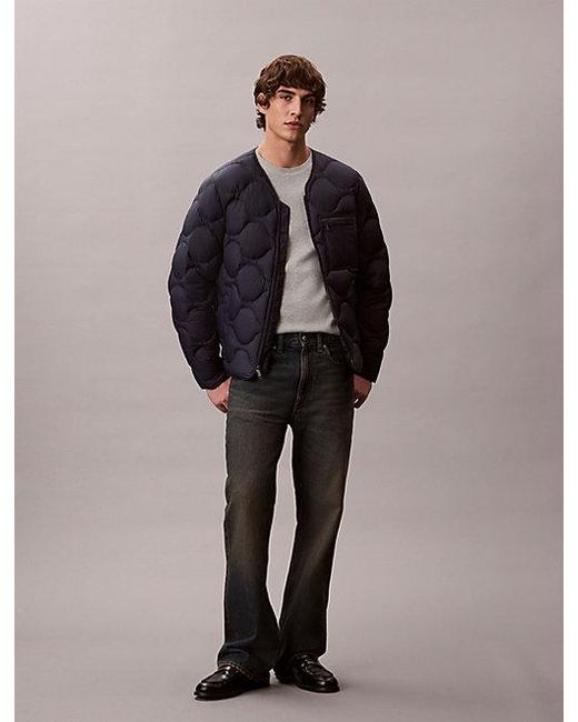Calvin Klein Blue Jeans Nylon Quilted Bomber Jacket for men