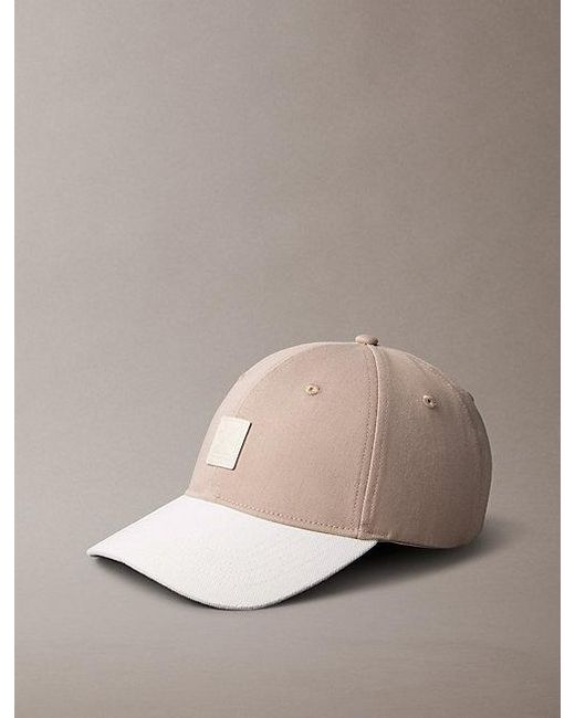 Calvin Klein Natural Mixed Media Colourblock Emblem Logo Cap for men