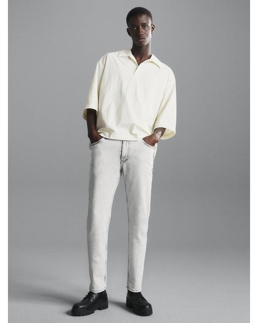 Calvin Klein Gray Relaxed Woven Polo Shirt for men