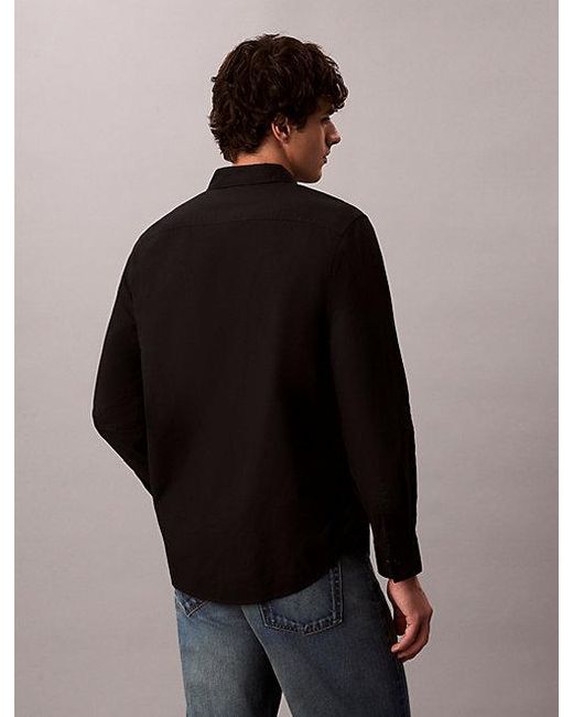 Calvin Klein Effen Klassiek Oxford Button-Down Overhemd in het Black voor heren