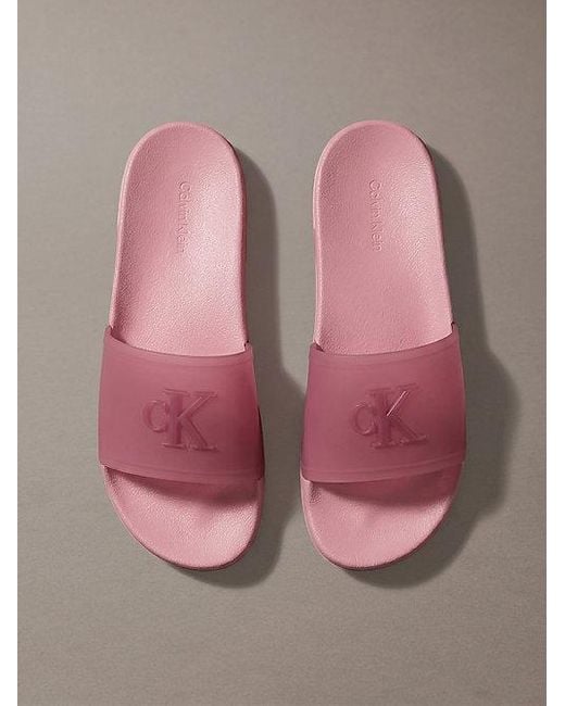 Calvin Klein Pink Nemo Contoured Signature Logo Sliders