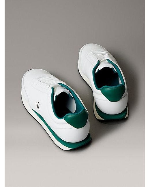 Calvin Klein Leren Hardloopsneakers Met Signature Logo in het Metallic voor heren